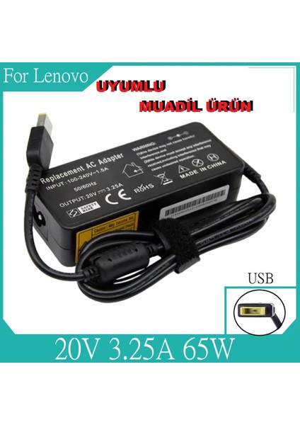 Lenovo Uyumlu Muadil Ürün Ithalatçı Firma Garantili Ideapad G50-70 G70-70 Z40-70 Z50-70 Z50-75 Z70-80 Laptop M53 M73 M83 M93 M93P M700 M710 M720 M900 M910 M920 Notebook Şarj Adaptörü 20V 3.25A 65W