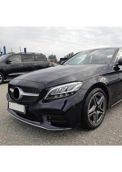 Mercedes W205 C Serisi Diamond Ön Panjur Piano Black & Krom Şeritli 2014-2018 1. Kalite - Caraks