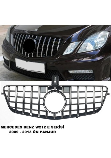 Mercedes W212 Gtr E Serisi Spor Ön Panjur Izgaralı Piano Black & Krom Şeritli 2009-2013 1. Kalite