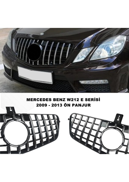 Mercedes W212 Gtr E Serisi Spor Ön Panjur Izgaralı Piano Black & Krom Şeritli 2009-2013 1. Kalite