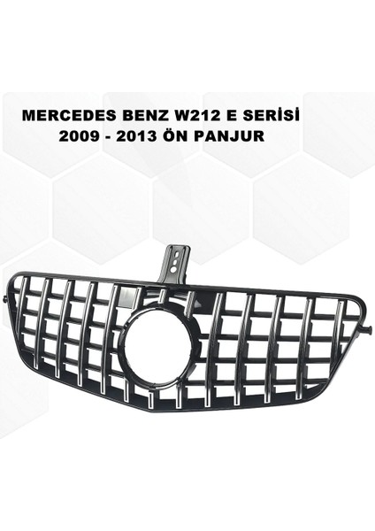 Mercedes W212 Gtr E Serisi Spor Ön Panjur Izgaralı Piano Black & Krom Şeritli 2009-2013 1. Kalite