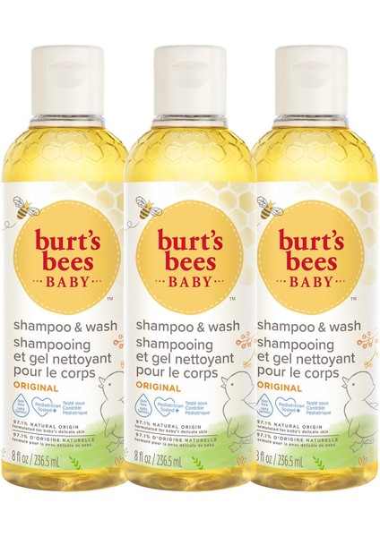 Burts Bees Bebek Saç Ve Vücut Şampuanı - Baby Bee Shampoo Body Wash x 3 235 ml