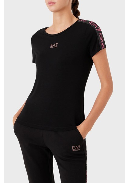 Logolu Slim Fit Bisiklet Yaka T Shirt Bayan T Shirt 3RTT02 Tjkuz 1200