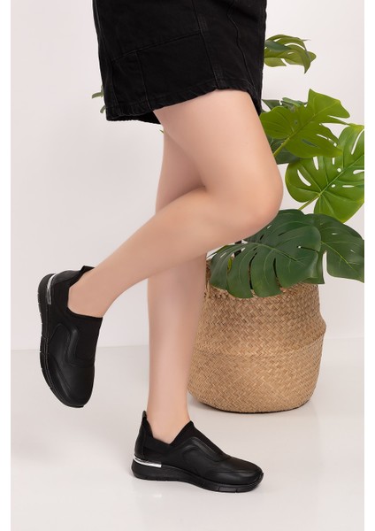 Siyah Aynalı Streç Ortopedik Spor Ayakkabı modelleri