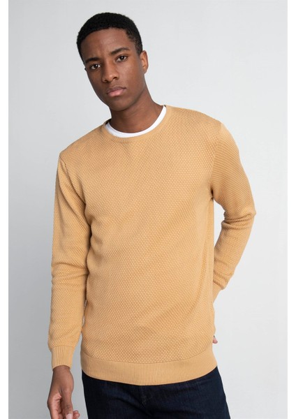 Slim Fit Dar Kesim Bisiklet Yaka Petek Desenli Erkek Kazak - Tudors fiyatları