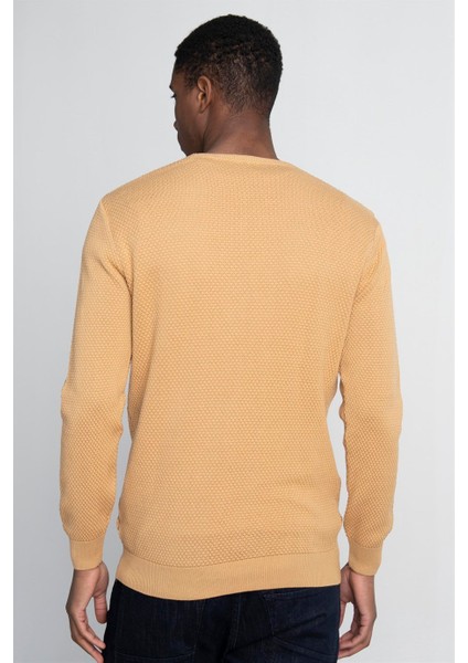 Slim Fit Dar Kesim Bisiklet Yaka Petek Desenli Erkek Kazak - Tudors modelleri