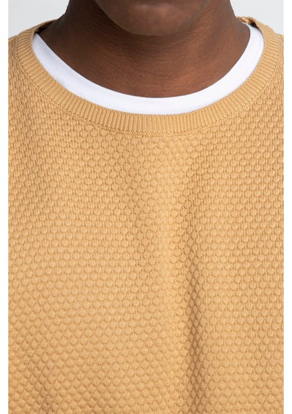 Slim Fit Dar Kesim Bisiklet Yaka Petek Desenli Erkek Kazak - Tudors fırsatları