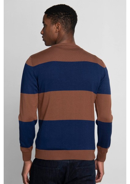 Slim Fit Dar Kesim Bisiklet Yaka Desenli Erkek Kazak - Tudors modelleri