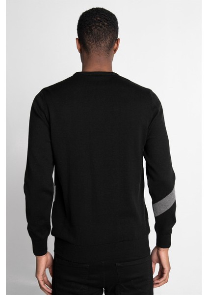 Slim Fit Dar Kesim Bisiklet Yaka Desenli Erkek Kazak - Tudors fırsatları