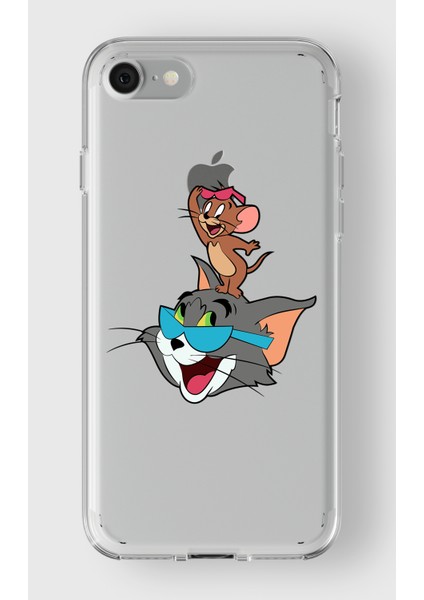 Iphone 6 Plus / 6s Plus Uyumlu Tom ve Jerry Tasarımlı Şeffaf Kılıf