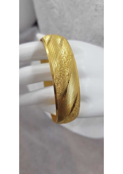 24 Ayar Altın Kaplama 15 Mm Line Bilezik * Düğün • Nişan • Söz Takı Bileziği indirimleri