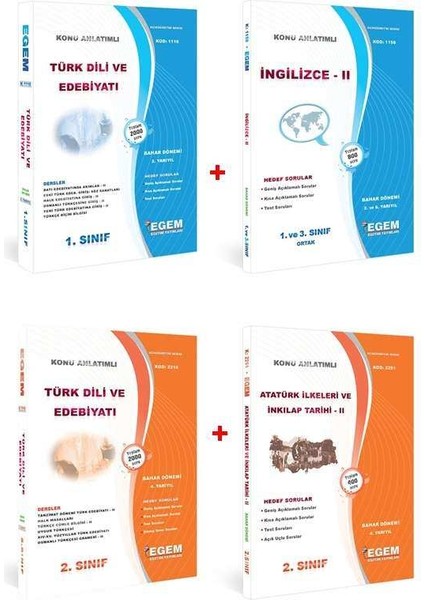 Açık Öğretim Türk Dili ve Edebiyatı 1 ve 2. Sınıf 2 ve 4 Dönem (Bahar) Konu Anlatımlı Soru Bankası Set