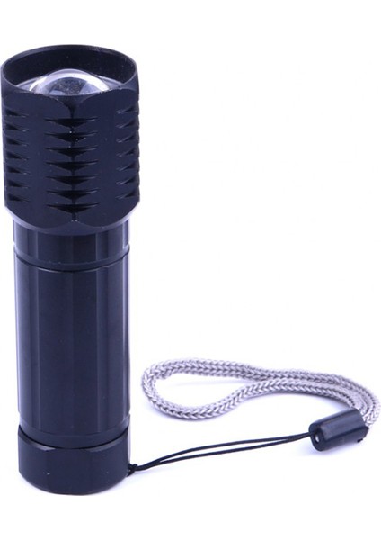 Zoomlu Çakarlı Siyah 3 Fonksiyonlu Metal El Feneri (3lü Paket)(Pil Hediyeli!)