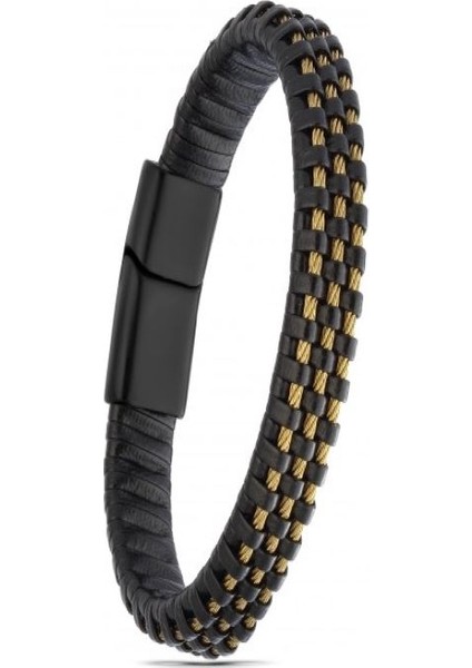 Erkek Deri ve Çelik Bilekllik