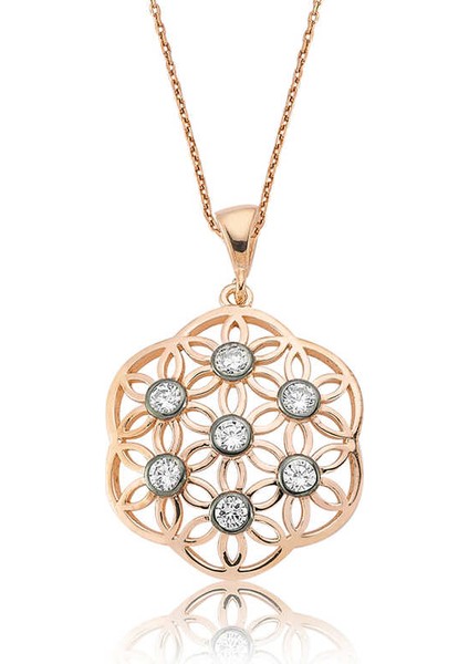 925 Ayar Gümüş Yaşam Çiçeği Kadın Gümüş Kolye