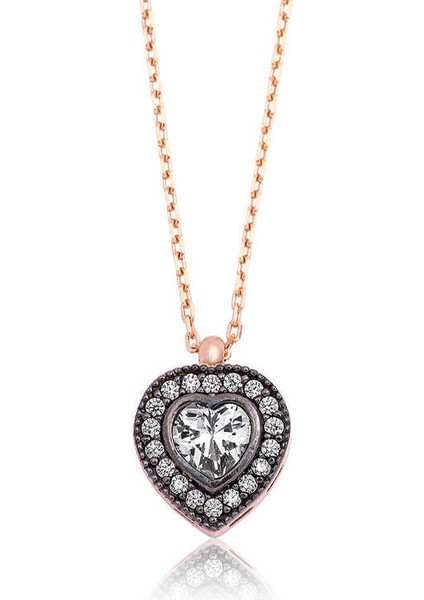 925 Ayar Gümüş Kalpli Kadın Gümüş Kolye