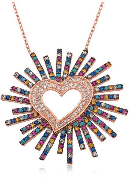 925 Ayar Gümüş Kalpli Kadın Gümüş Kolye