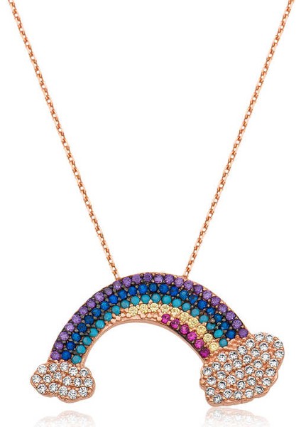 925 Ayar Gümüş Gökkuşağı Kadın Gümüş Kolye