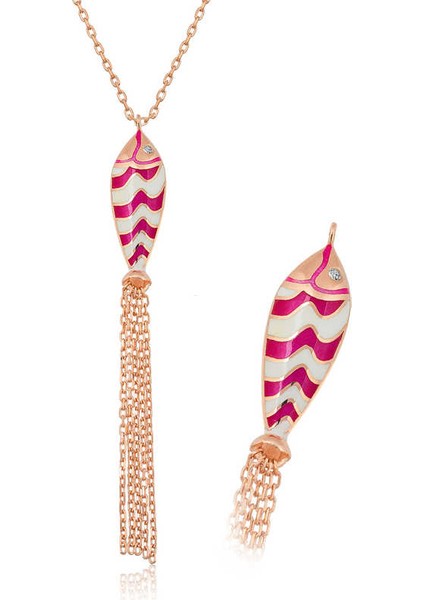 ​925 Ayar Gümüş Püsküllü Balık Kadın Gümüş Kolye