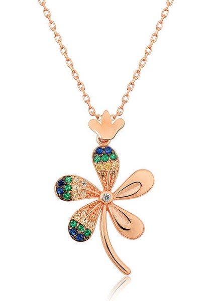 925 Ayar Gümüş Çiçek Kadın Gümüş Kolye