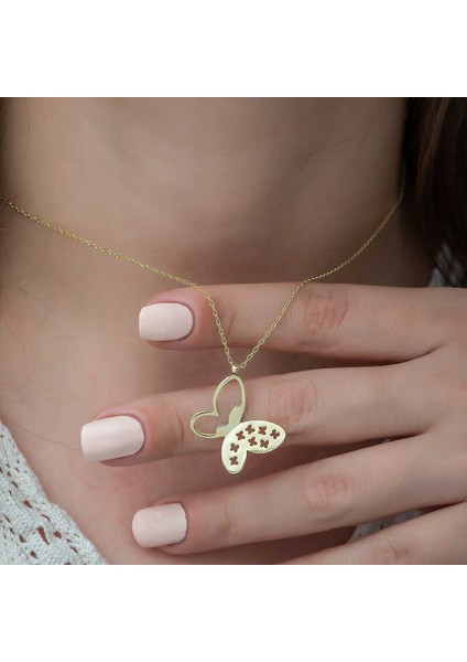 ​​925 Ayar Gümüş Gold Kelebek Kadın Gümüş Kolye modelleri
