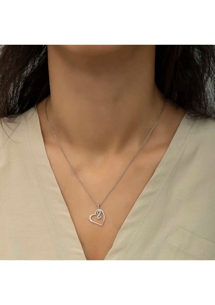 925 Ayar Gümüş Kalpli Sonsuzluk Bayan Gümüş Kolye fiyatları