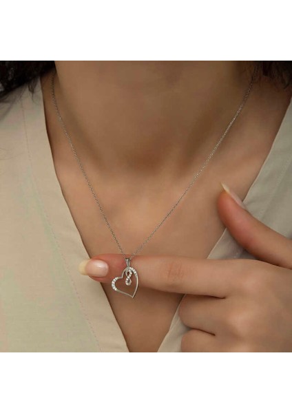 925 Ayar Gümüş Kalpli Sonsuzluk Bayan Gümüş Kolye indirimleri