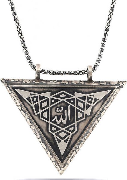 925 Ayar Gümüş Üçgen Içi Açılabilen Muskalık Gümüş Kolye