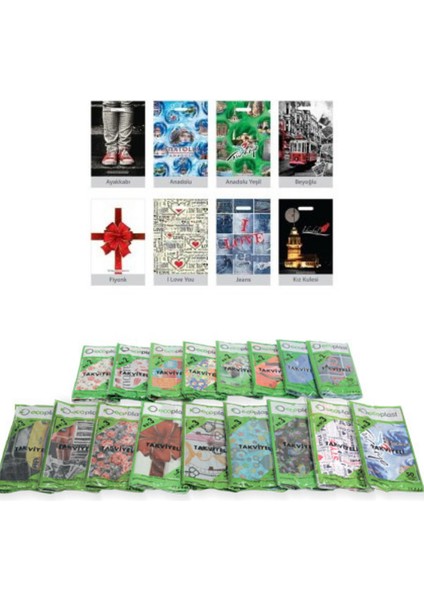 Mezpack Ambalaj Çok Renkli Takviyeli Mağaza Poşeti 50'li ( 1 Paket )