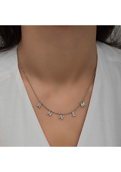 ​925 Ayar Gümüş Annem Yazılı Kadın Gümüş Kolye modelleri