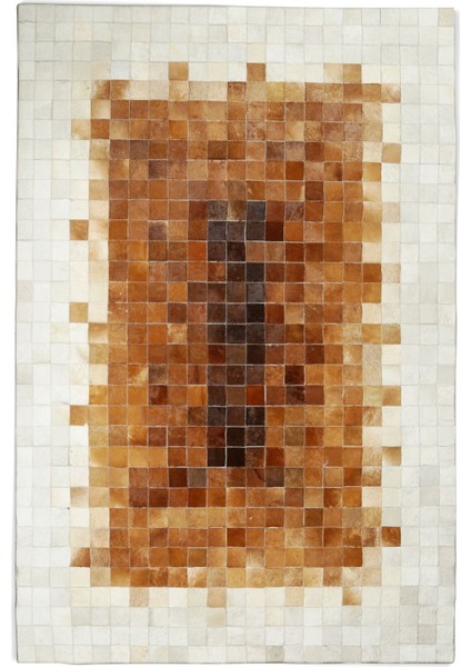 Karamel Rengi Çok Renkli Doğal Dana Derisi Patchwork Halı 140 x 200 cm