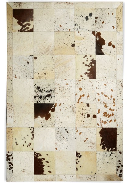 Krem Doğal Dana Derisi Patchwork Halı 240 x 340 cm