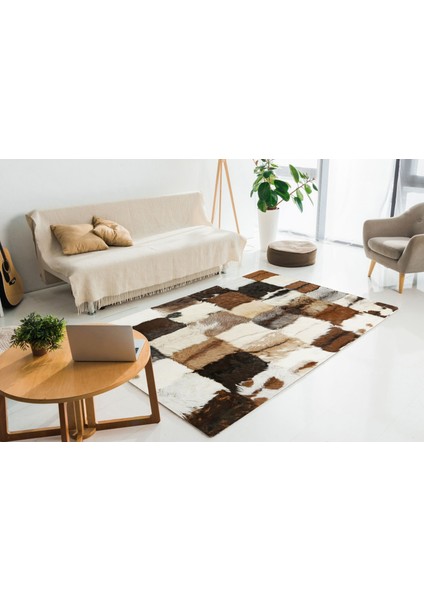 Kahverengi & Beyaz Doğal Kürk Halı 80 x 150 cm modelleri