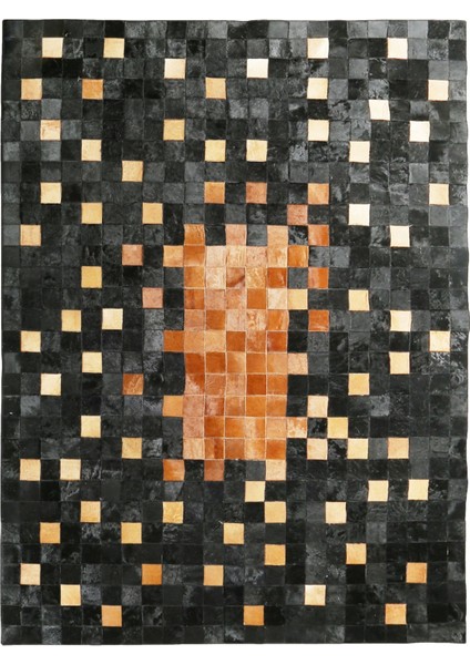 Karamel Rengi Doğal Dana Derisi Patchwork Halı 120 x 180 cm