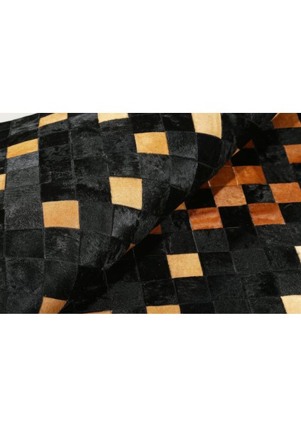 Karamel Rengi Doğal Dana Derisi Patchwork Halı 120 x 180 cm