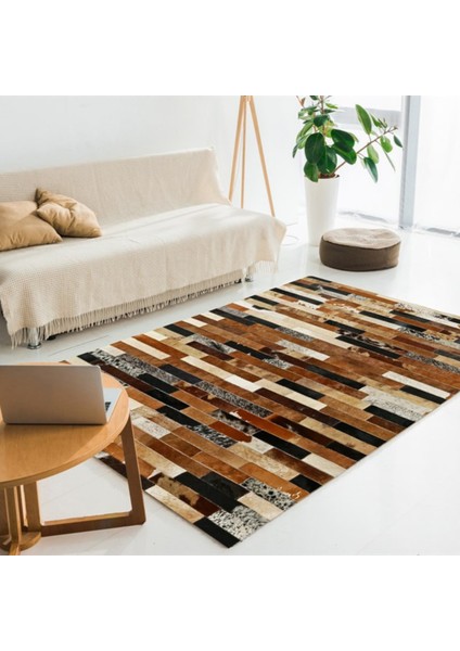 Kahverengi Dana Derisi Patchwork Halı 240 x 340 cm