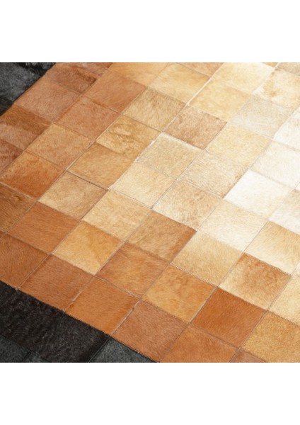 Kiremit Rengi Dana Derisi Patchwork Halı 80 x 150 cm