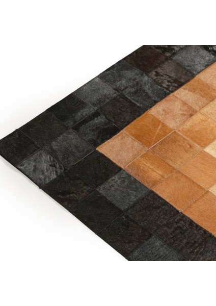 Kiremit Rengi Dana Derisi Patchwork Halı 80 x 150 cm