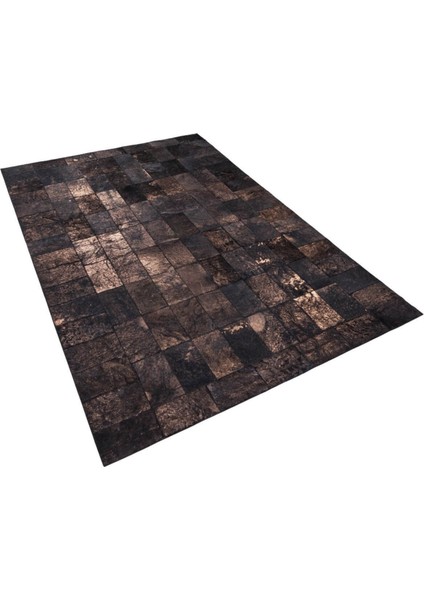 Bronz Varaklı Dana Derisi Patchwork Halı 160 x 230 cm