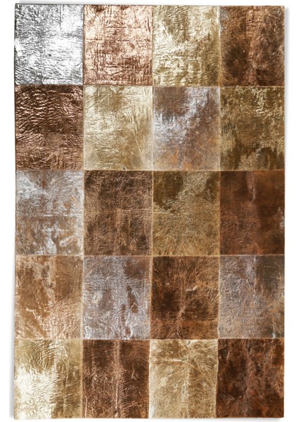 Kahverengi Krem Bronz Dana Derisi Halı 80 x 150 cm