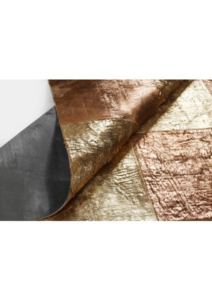 Kahverengi Krem Bronz Dana Derisi Halı 80 x 150 cm