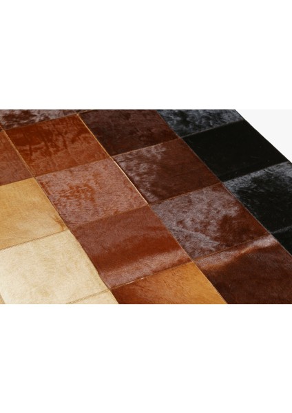 Çok Renkli Patchwork Dana Derisi Halı 240 x 340 cm