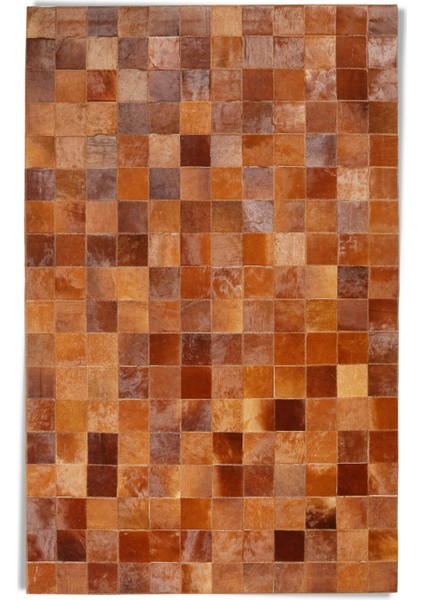 Kahverengi Doğal Dana Derisi Patchwork Halı 80 x 150 cm