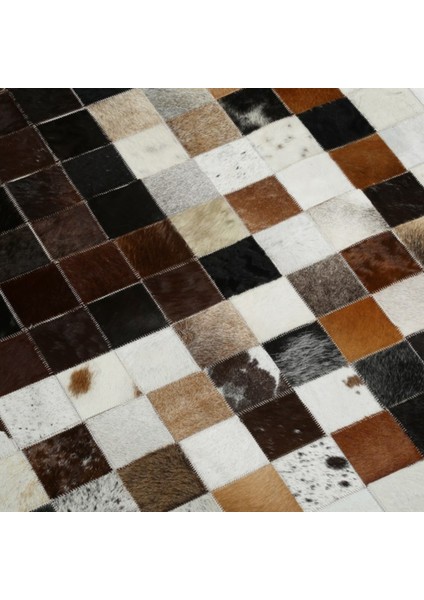 Krem Dana Derisi Patchwork Halı 80 x 150 cm