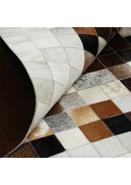 Krem Dana Derisi Patchwork Halı 80 x 150 cm