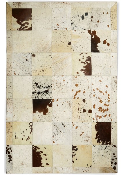 Krem Rengi Doğal Dana Derisi Patchwork Halı 140 x 200 cm