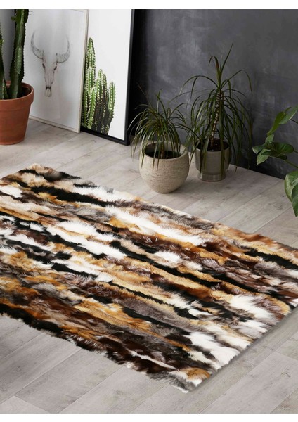 Çok Renkli Doğal Kürk Halı 120 x 180 cm modelleri