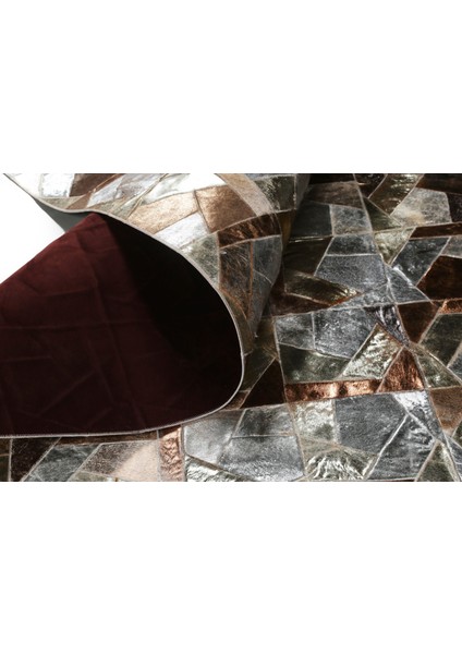 Platin Bakır Varaklı Dana Derisi Halı 160 x 230 cm
