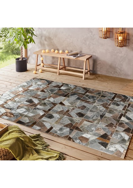 Platin Bakır Varaklı Dana Derisi Halı 240 x 340 cm