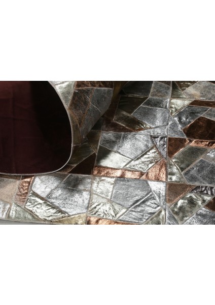 Platin Bakır Varaklı Dana Derisi Halı 240 x 340 cm